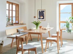 Holzbank Mirato, L 180 x T 53,5 x H inkl. RL 83,3 cm, Banklänge 180 cm, mit Rückenlehne, Buche