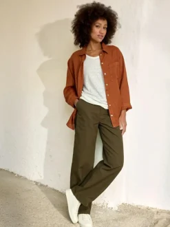 Hose aus Bio-Baumwolle, 49 black olive, 38, GOTS