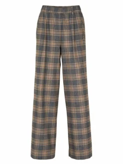 Hose aus Bio-Baumwolle, 60 karo anthrazit/nougat, 38, GOTS