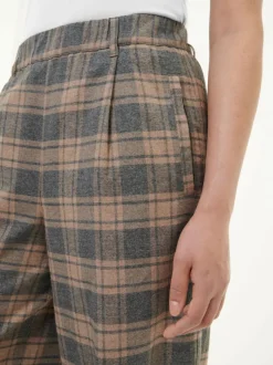 Hose aus Bio-Baumwolle, 60 karo anthrazit/nougat, 38, GOTS