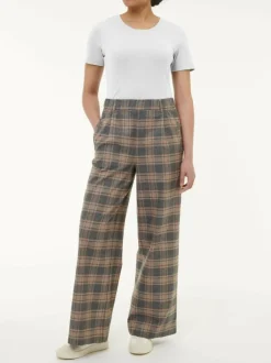 Hose aus Bio-Baumwolle, 60 karo anthrazit/nougat, 38, GOTS