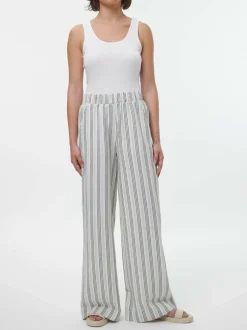 Hose aus Bio-Leinen und Baumwolle, 60 multistreif grün, 38, GOTS