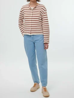 Jacke aus Bio-Baumwolle, 56 offwhite/kastanie jacquard ringel, 42