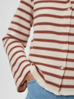 Jacke aus Bio-Baumwolle, 56 offwhite/kastanie jacquard ringel, 42