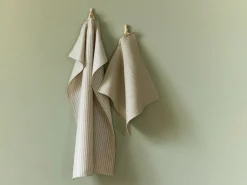 Küchentücher-Set Janna, sand, 45 x 70 cm/35 x 35 cm, Geschirrtuch: 50 % Baumwolle/50 % Leinen, Haushaltstuch: 100% Baumwolle, GOTS