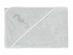 Kinder-Kapuzenbadetuch Seepferdchen, meergrün, 100 x 100 cm, 100 % Baumwolle, GOTS