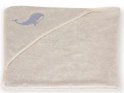 Kinder-Kapuzenbadetuch Wal, meerblau, 100 x 100 cm, 100 % Baumwolle, GOTS