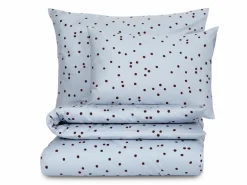 Kissenüberzug ELLA Pur, hellblau/pflaume, 40 x 60 cm, 100 % Baumwolle, Satin, GOTS