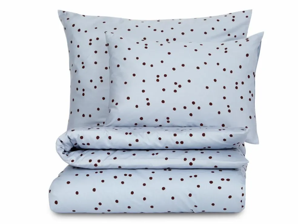 Kissenüberzug ELLA Pur, hellblau/pflaume, 40 x 60 cm, 100 % Baumwolle, Satin, GOTS