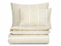 Kissenüberzug JEMMA Pur, hellblau/vanillegelb, 40 x 60 cm, 100 % Baumwolle, Satin, GOTS