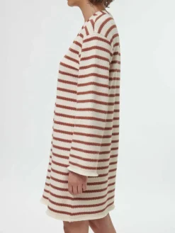 Kleid aus Bio-Baumwolle, 56 offwhite/kastanie jacquard ringel, 36, GOTS