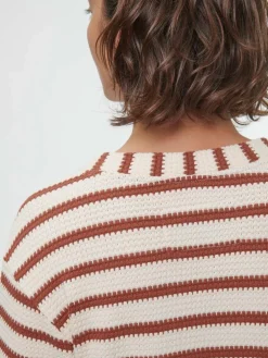 Kleid aus Bio-Baumwolle, 56 offwhite/kastanie jacquard ringel, 36, GOTS