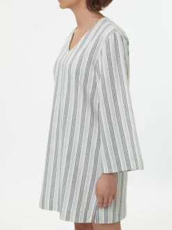 Kleid aus Bio-Leinen und Baumwolle, 60 multistreif grün, 38