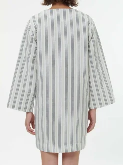 Kleid aus Bio-Leinen und Baumwolle, 60 multistreif grün, 38