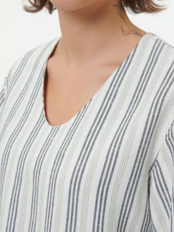 Kleid aus Bio-Leinen und Baumwolle, 60 multistreif grün, 38