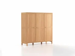 Kleiderschrank Kurami mit Drehtüren 3-türig, Holz, Buche