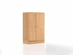 Kleiderschrank Kurami mit Drehtüren 2-türig, Ladenkonsole, Holz, Buche