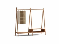 Kleiderständer Jukai Pur, mit Anbauelement, Ablageboard, Box und Hängefächer, Buche