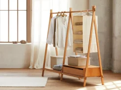 Kleiderständer Jukai Pur, mit Anbauelement und Ablageboard, Buche