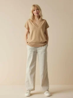 Kurzarmpullover aus Bio-Baumwolle, 58 caramel melange, L, GOTS