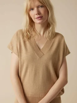 Kurzarmpullover aus Bio-Baumwolle, 58 caramel melange, L, GOTS