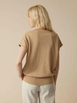 Kurzarmpullover aus Bio-Baumwolle, 58 caramel melange, L, GOTS