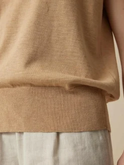 Kurzarmpullover aus Bio-Baumwolle, 58 caramel melange, L, GOTS