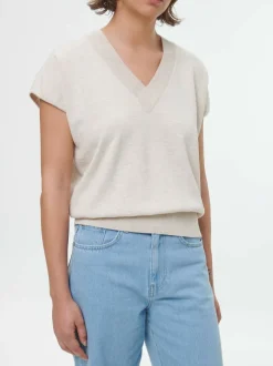 Kurzarmpullover aus Bio-Baumwolle, 14 natur melange, S, GOTS