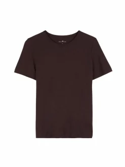 Kurzarmshirt aus Bio Baumwolle, 08 aubergine, 38