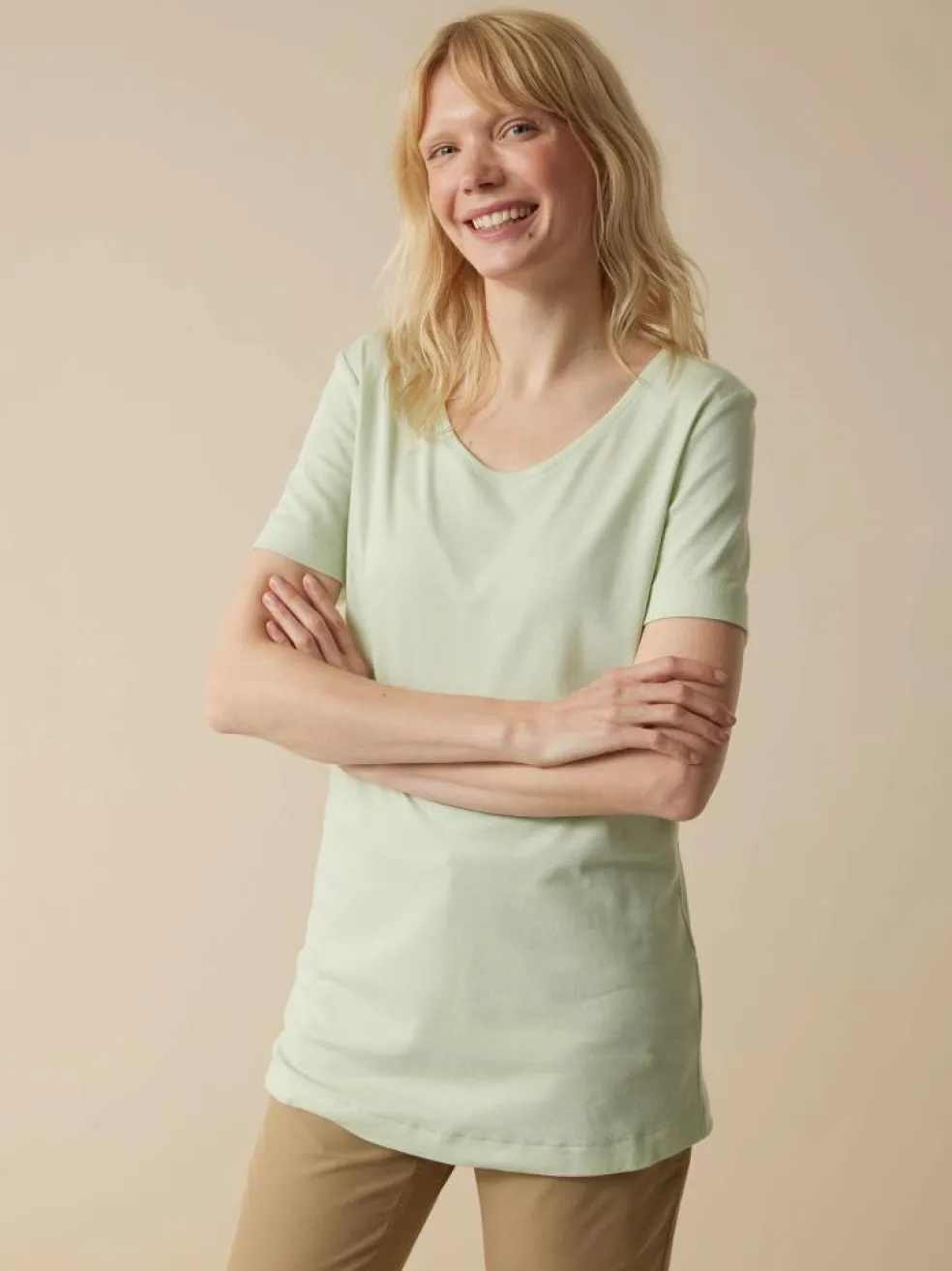 Kurzarmshirt aus Bio Baumwolle, 45 jade, 36, GOTS