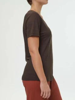 Kurzarmshirt aus Bio-Leinen, 95 kakao, 36