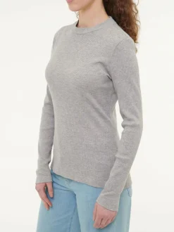 Langarmshirt aus Bio Baumwolle/Wolle, 04 grau melange, 38, GOTS