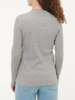 Langarmshirt aus Bio Baumwolle/Wolle, 04 grau melange, 38, GOTS