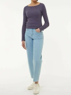 Langarmshirt aus Bio Baumwolle, 41 royalblau/rosenholz ringel, S, GOTS