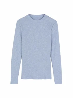 Langarmshirt aus Bio Baumwolle/Wolle, 32 lichtblau melange, 38, GOTS