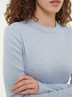 Langarmshirt aus Bio Baumwolle/Wolle, 32 lichtblau melange, 38, GOTS