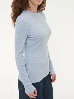 Langarmshirt aus Bio Baumwolle/Wolle, 32 lichtblau melange, 38, GOTS