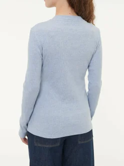 Langarmshirt aus Bio Baumwolle/Wolle, 32 lichtblau melange, 38, GOTS