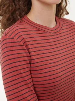 Langarmshirt aus Bio Baumwolle/Wolle, 24 cranberry/navy ringel, 38, GOTS