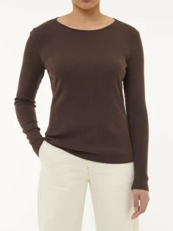 Langarmshirt aus Bio Baumwolle/Wolle, 61 chocolate melange, 38, GOTS