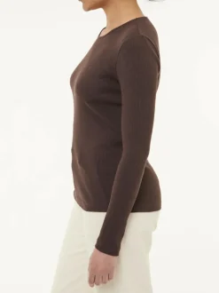 Langarmshirt aus Bio Baumwolle/Wolle, 61 chocolate melange, 38, GOTS