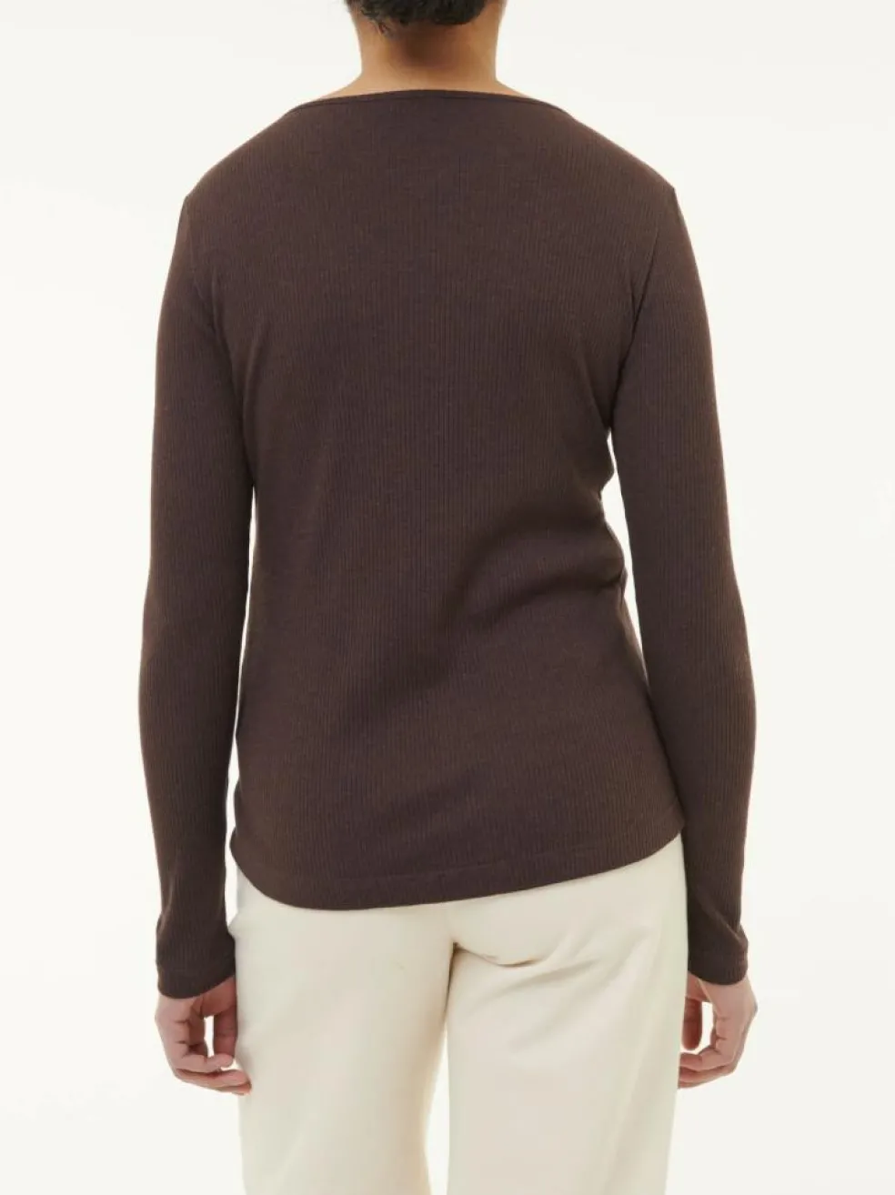 Langarmshirt aus Bio Baumwolle/Wolle, 61 chocolate melange, 38, GOTS