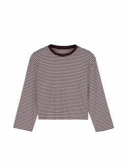 Langarmshirt aus Bio-Baumwolle, 25 merlot/weiss ringel, 38, GOTS