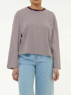 Langarmshirt aus Bio-Baumwolle, 25 merlot/weiss ringel, 38, GOTS