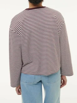 Langarmshirt aus Bio-Baumwolle, 25 merlot/weiss ringel, 38, GOTS