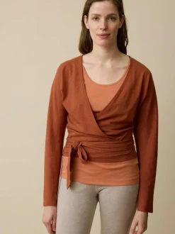 Langarm-Wickelshirt aus Bio Baumwolle/Hanf, 22 kastanie, 36, GOTS