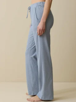 Lange Schlafhose aus Bio-Baumwolle, 89 meerblau-weiss ringel, S, GOTS