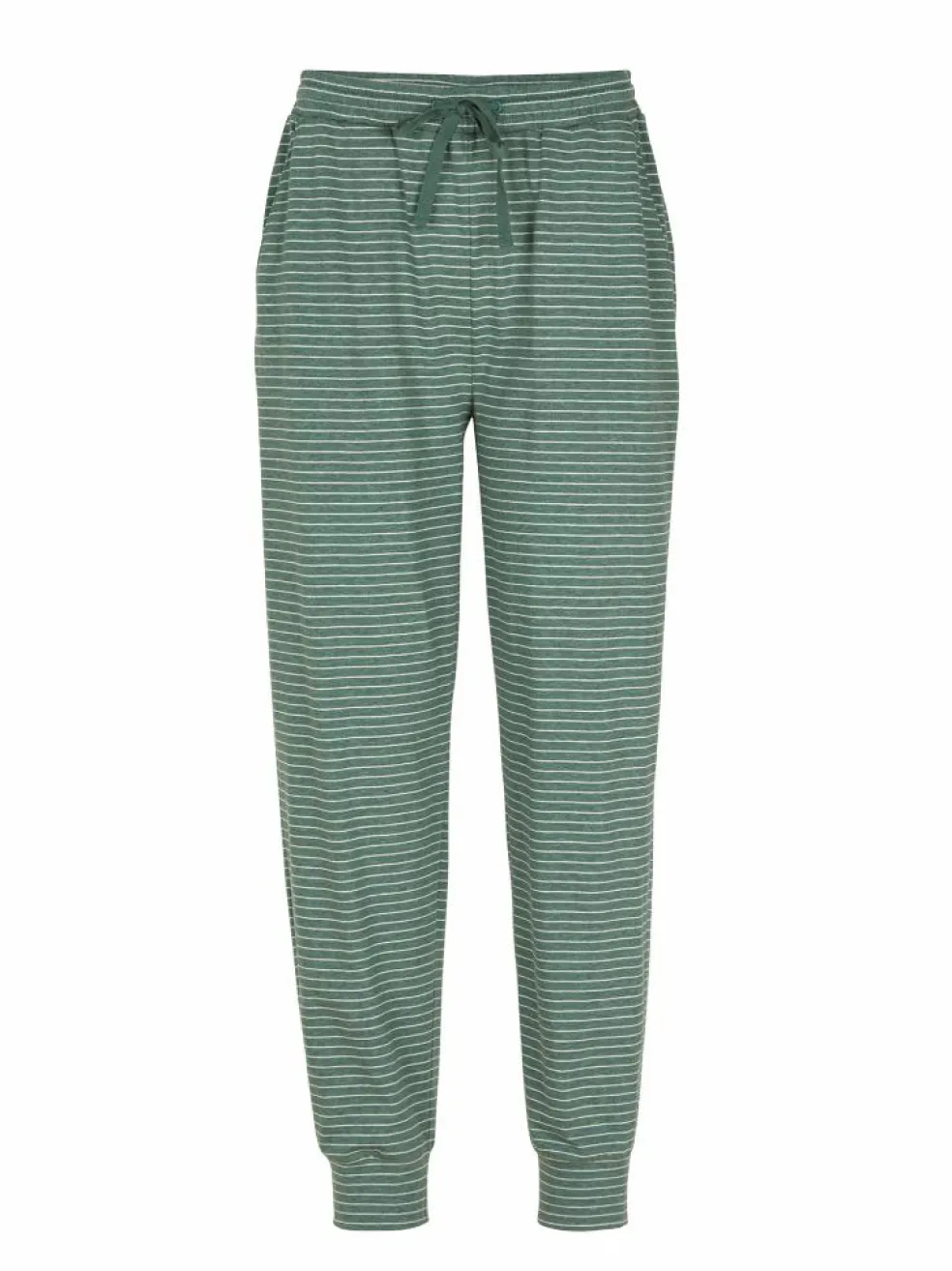 Lange Schlafhose aus Bio-Baumwolle, 96 eucalyptus/natur melange ringel, S, GOTS