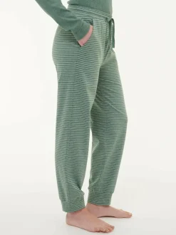 Lange Schlafhose aus Bio-Baumwolle, 96 eucalyptus/natur melange ringel, S, GOTS
