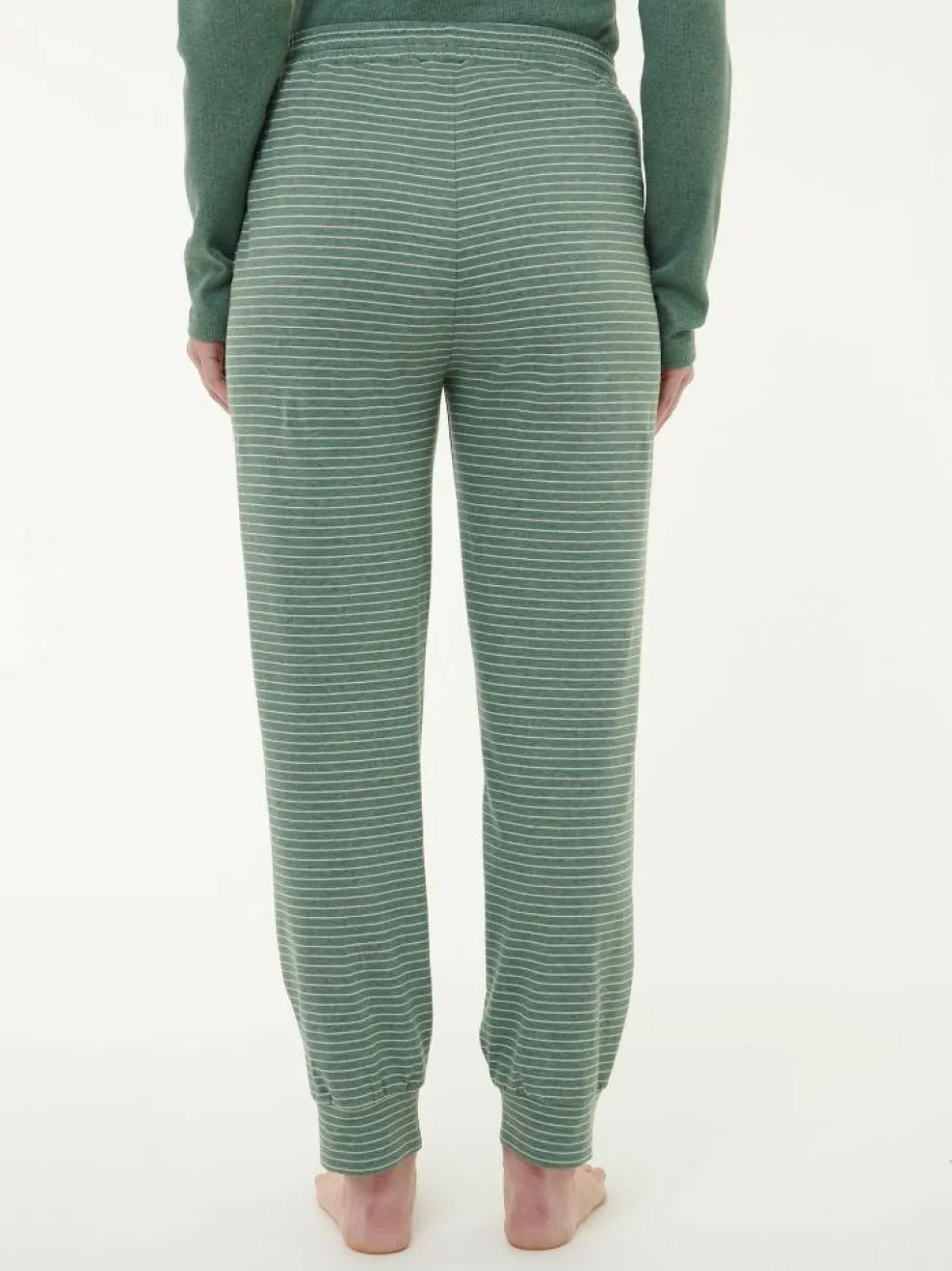 Lange Schlafhose aus Bio-Baumwolle, 96 eucalyptus/natur melange ringel, S, GOTS